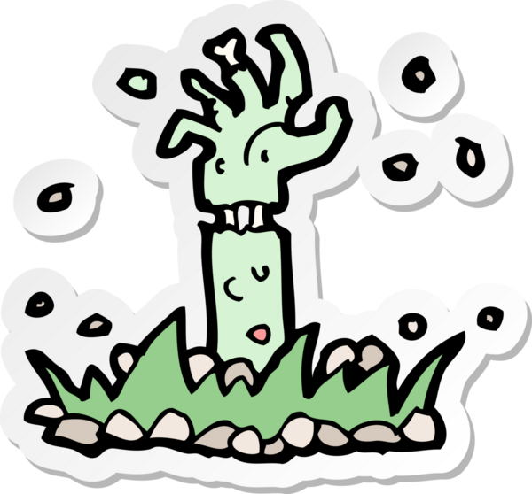 Bir insan tarafından çizilmiş bir zombi kolunun çıkartması.