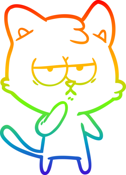gökkuşağı gradyan çizimi bir insan tarafından çizilmiş sıkılmış çizgi film kedisi