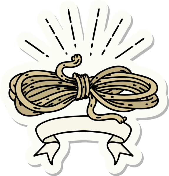 Bir insan tarafından çizilmiş dövme stili bir ip.