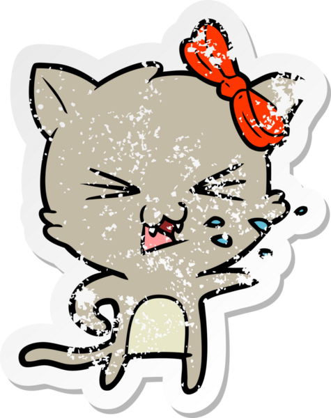 Bir insan tarafından çizilmiş karikatür bir kedinin sıkıntılı çıkartması.