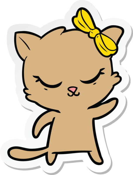 Bir insan tarafından çizilmiş şirin bir çizgi film kedisinin çıkartması.