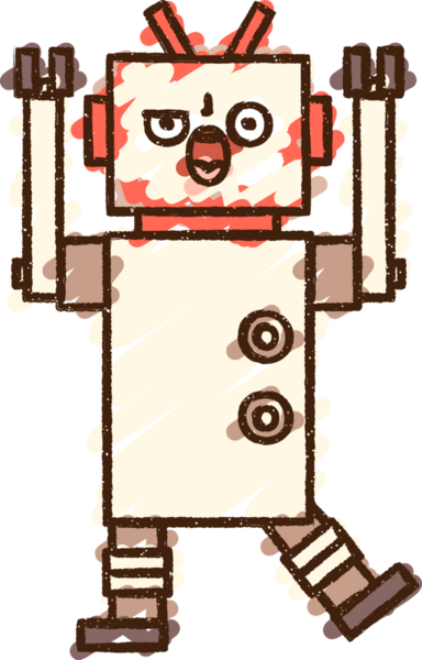 Bir insan tarafından çizilen robot tebeşiri.