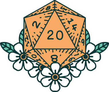 Bir insan tarafından çizilmiş bir d20 'nin ikonik dövme şekli