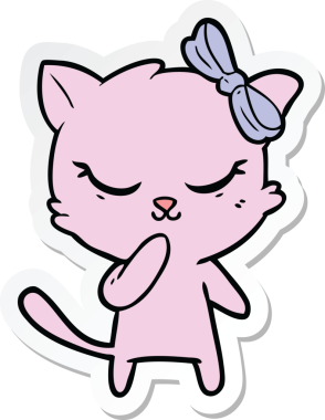 Bir insan tarafından çizilmiş şirin bir çizgi film kedisinin çıkartması.