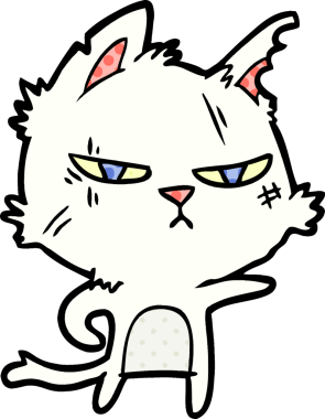 Bir insan tarafından çizilmiş sert çizgi film kedisi