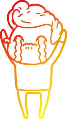 Bir insan tarafından çizilmiş ağlayan bir çizgi film karakteri çizimi.