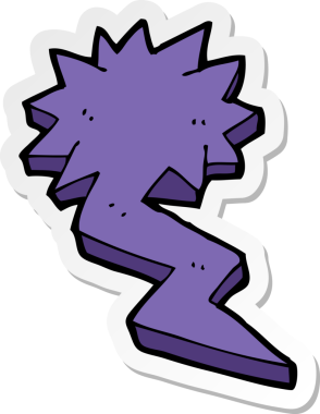 Bir insan tarafından çizilmiş karikatür yıldırım sembolü çıkartması.