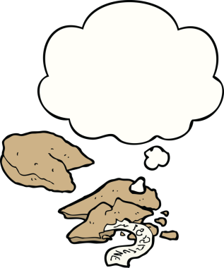 Bir insan tarafından çizilmiş düşünce balonlu fal kurabiyeleri.