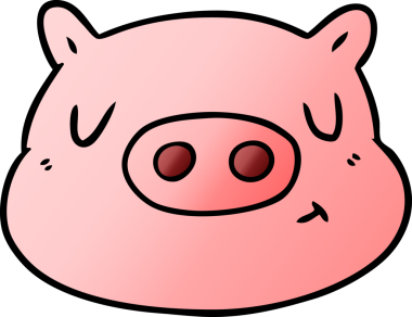 Bir insan tarafından çizilmiş domuz suratlı çizgi film.