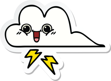 Bir insan tarafından çizilmiş şirin bir fırtına bulutunun çıkartması.