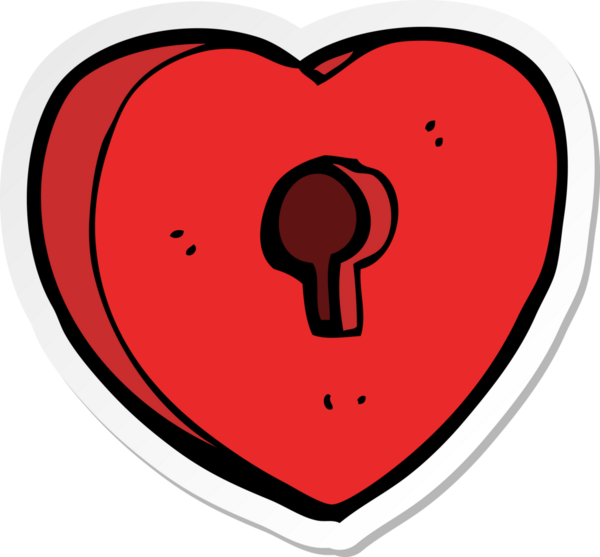 Karikatür kalp çıkartması. Bir insan tarafından çizilmiş anahtar deliği.