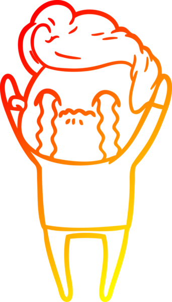 Bir insan tarafından çizilmiş ağlayan bir çizgi film karakteri çizimi.