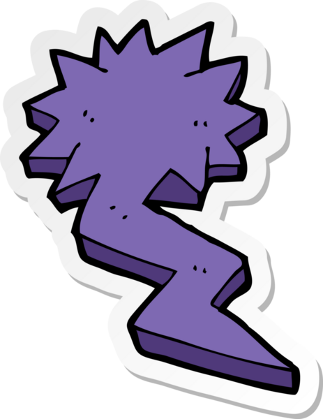 Bir insan tarafından çizilmiş karikatür yıldırım sembolü çıkartması.