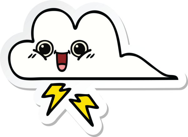 Bir insan tarafından çizilmiş şirin bir fırtına bulutunun çıkartması.