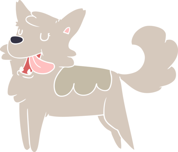 Bir insan tarafından çizilmiş düz renkli çizgi film mutlu köpek.