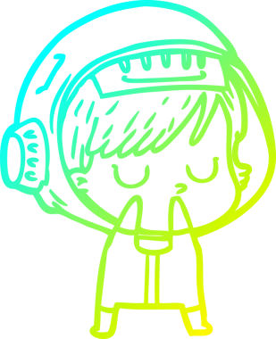 Bir insan tarafından çizilmiş soğuk gradyan çizgili astronot kadın çizimi.