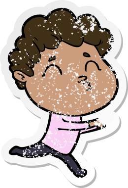 Bir insan tarafından çizilmiş karikatür adamın sıkıntılı çıkartması.