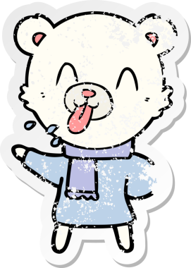 Bir insan tarafından çizilmiş kaba bir çizgi film ayısının sıkıntılı çıkartması.