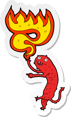 Bir insan tarafından çizilmiş küçük iğrenç bir canavarın çıkartması.