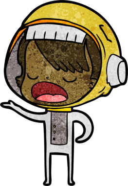 Karikatür astronot kadın bir insan tarafından çizilmiş.