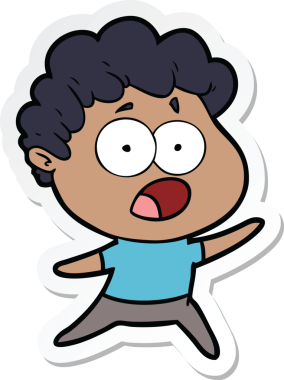 Bir insan tarafından çizilmiş, şaşırarak nefes nefese kalmış bir çizgi film karakterinin çıkartması.