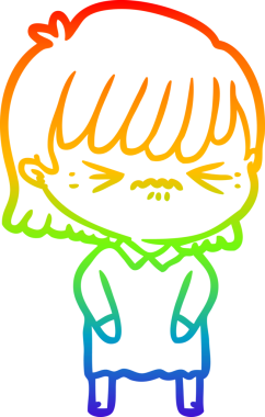 gökkuşağı gradyan çizimi bir insan tarafından çizilmiş bir çizgi film kızı