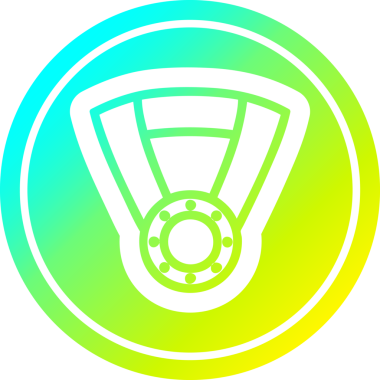 Bir insan tarafından çizilmiş havalı gradyan bitiş ile madalya ödüllü dairesel simge