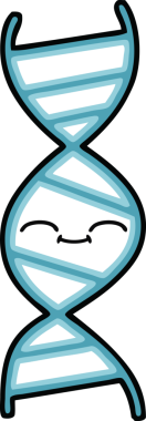 Bir insan tarafından çizilmiş DNA iplikçikli şirin bir çizgi film.