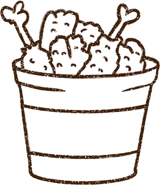 Bir insan tarafından çizilmiş kızarmış tavuk kömürü.