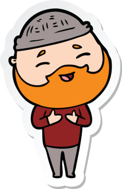 Bir insan tarafından çizilmiş mutlu sakallı bir adamın çıkartması.