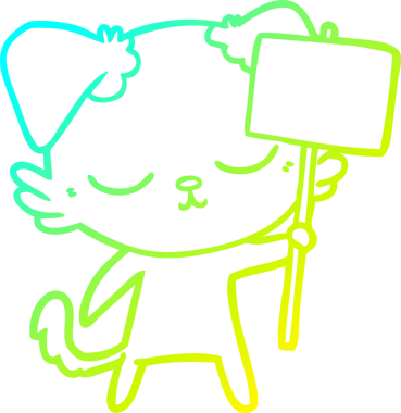 Bir insan tarafından çizilmiş şirin bir çizgi köpeğin soğuk gradyan çizgisi.