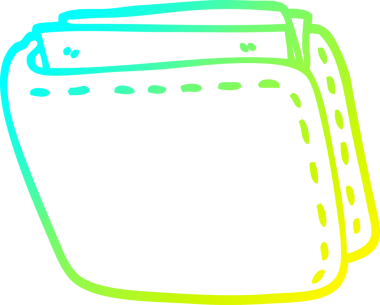 Bir insan tarafından çizilmiş eski bir deri cüzdan çizimi.