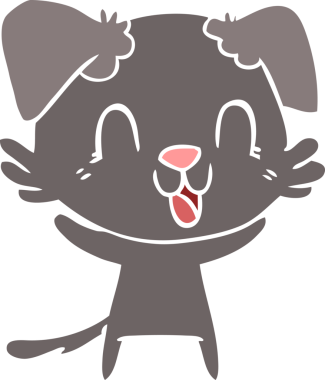 Bir insan tarafından çizilmiş düz renkli çizgi film köpeği.