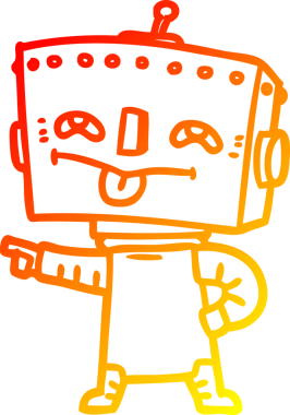 Bir insan tarafından çizilen çizgi film robotunun sıcak çizgi çizimi