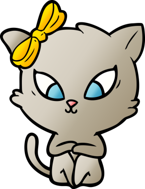 Bir insan tarafından çizilmiş çizgi film kedisi.