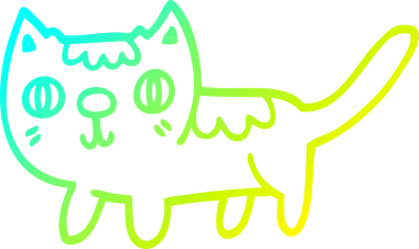 Bir insan tarafından çizilmiş küçük bir kedinin soğuk gradyan çizgisi