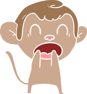 Bir insan tarafından çizilmiş düz renkli çizgi film maymunu