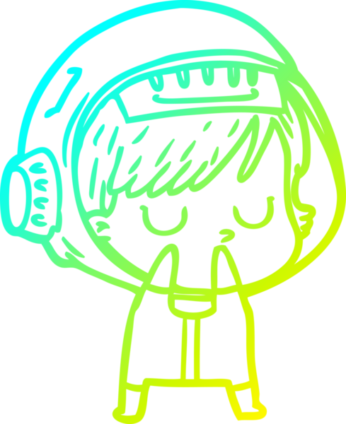 Bir insan tarafından çizilmiş soğuk gradyan çizgili astronot kadın çizimi.