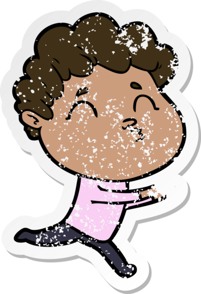 Bir insan tarafından çizilmiş karikatür adamın sıkıntılı çıkartması.