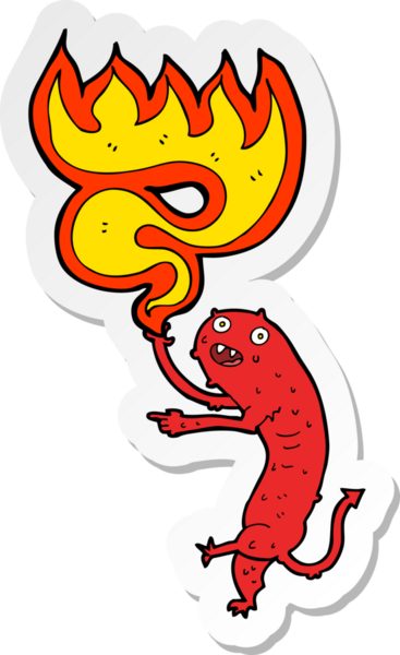 Bir insan tarafından çizilmiş küçük iğrenç bir canavarın çıkartması.