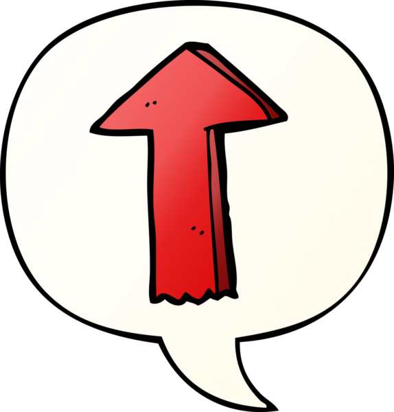 bir insan tarafından çizilmiş düzgün eğimli konuşma baloncuklu çizgi film oku