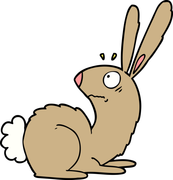 Bir insan tarafından çizilmiş ürkmüş tavşan çizgi filmi.