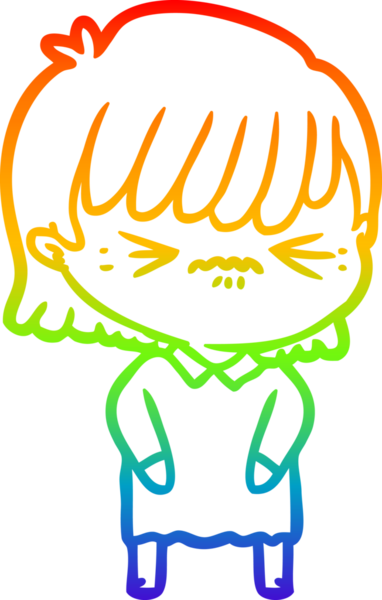 gökkuşağı gradyan çizimi bir insan tarafından çizilmiş bir çizgi film kızı