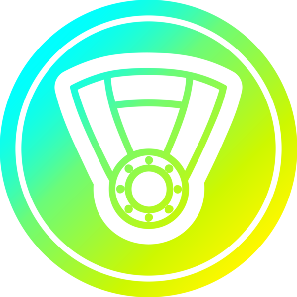 Bir insan tarafından çizilmiş havalı gradyan bitiş ile madalya ödüllü dairesel simge