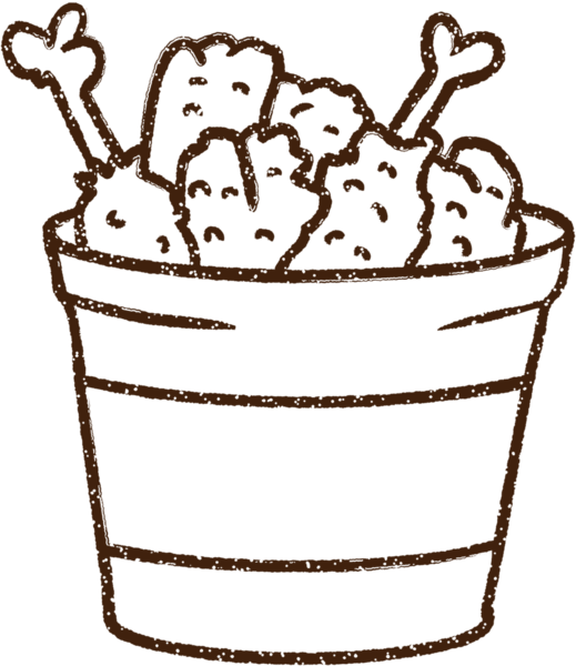 Bir insan tarafından çizilmiş kızarmış tavuk kömürü.