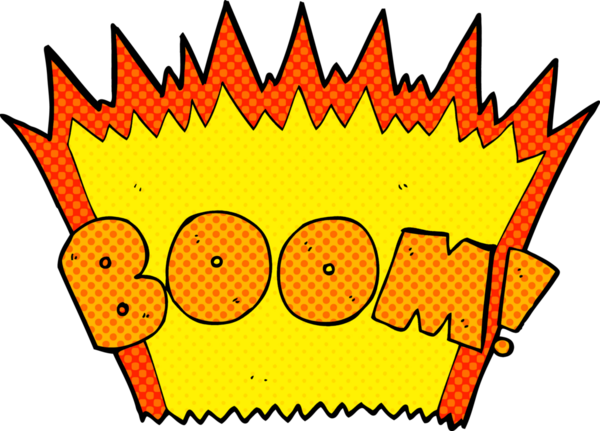 Bir insan tarafından çizilmiş çizgi roman patlaması.