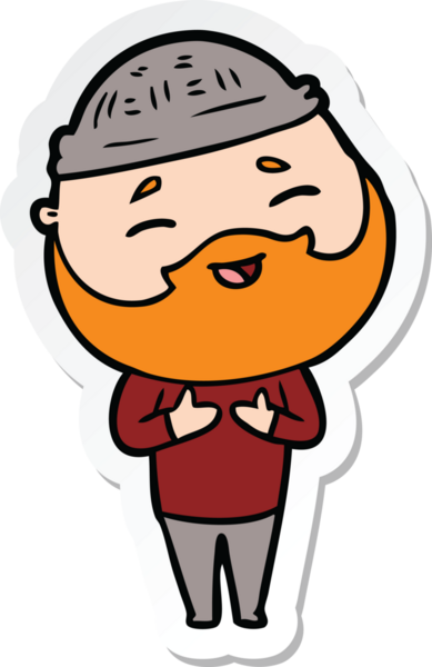 Bir insan tarafından çizilmiş mutlu sakallı bir adamın çıkartması.