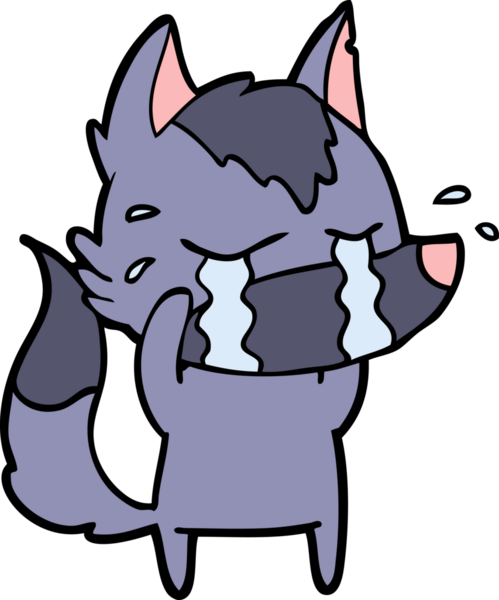 Bir insan tarafından çizilmiş ağlayan kurt çizgi filmi.