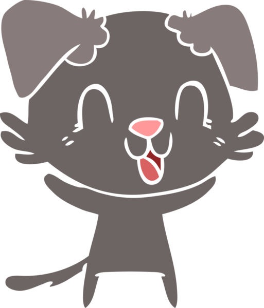 Bir insan tarafından çizilmiş düz renkli çizgi film köpeği.