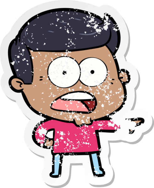 Bir insan tarafından çizilen şok olmuş bir adamın karikatür çıkartması.